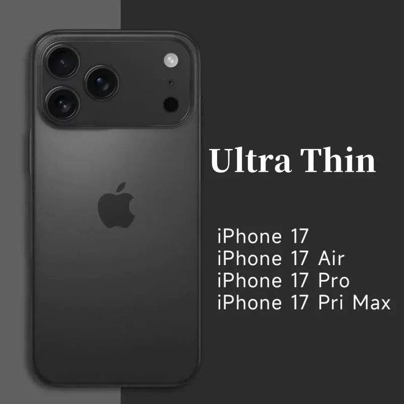 Luxury Ultra-Thin Matte iPhone Case - Translucent Shockproof Cover with Lens Protection for iPhone 13–17 Pro Max & 17 Air