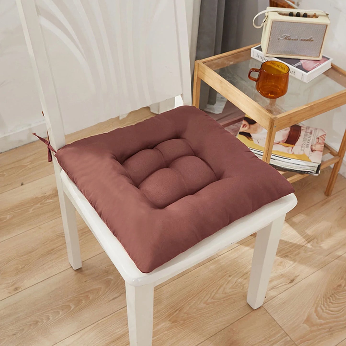 Solid Square Chair Cushion – Soft Cotton Upholstery for Office, Home, Car, and Garden Sun Lounge Seat