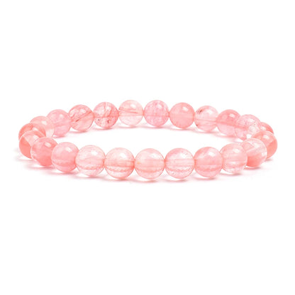 Natural Stone Bead Bracelet - Amethyst Crystal Quartz Aquamarine Jade Agate Elastic Bangle Jewelry for Women & Men