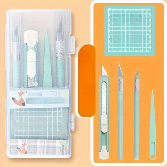 Professional Scrapbook Tool Set – 5pcs Carving Knives, Non-Slip Mats, Precision Tweezers & Pens for Paper Crafting