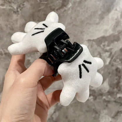 White Fluffy Palm Hair Clip - 3D Cute Oversized Hairpin, Soft Hair Accessory & Gift