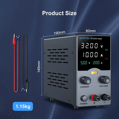 Wanptek Adjustable DC Bench Power Supply 30V 10A – Variable Lab Voltage Regulator 60V/5A & 120V/3A Precision Power Supply
