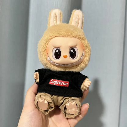 17cm Lovely Labubu Doll Clothes - First & Second Generation Supreme Clothing Set, Multi-Color Outfits