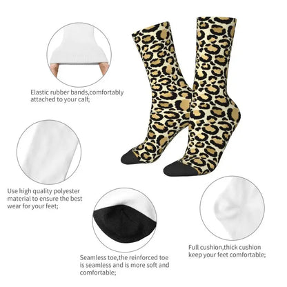 Custom Funny Leopard Print Socks – 3D Animal Cheetah Pattern Warm Sports Socks for Men & Women