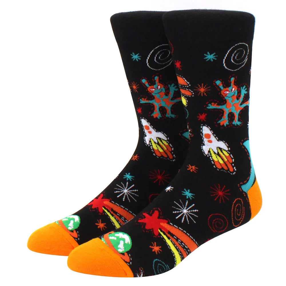Men’s & Women’s Funny Beer Rainbow Socks – Skateboard Striped Pig Hip Hop Colorful Mid-Rise Casual Crew Cotton Socks, Unisex Fashion Novelty Socks