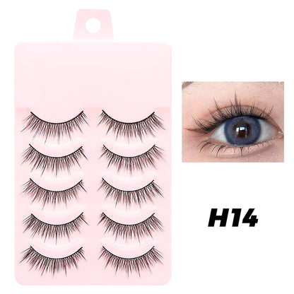 DINGSEN 5 Pairs Manga Style False Eyelashes — Soft, Natural, Long Anime Wispy Strip Lashes for Makeup