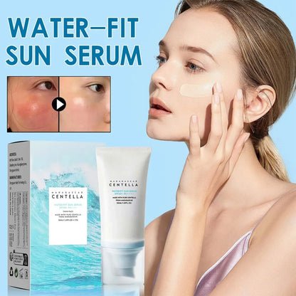 50+ SPF Facial Sunscreen Cream — Centella Sunblock for Skin Whitening, Moisturizing & Body Protection