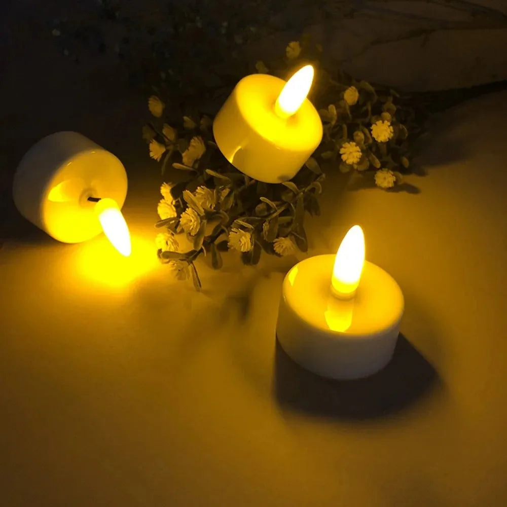 4/6/8/12PCS LED Flameless Candle Set with Remote Control – Rechargeable Warm Yellow Electronic Tea Lights for Christmas & Home Decoration