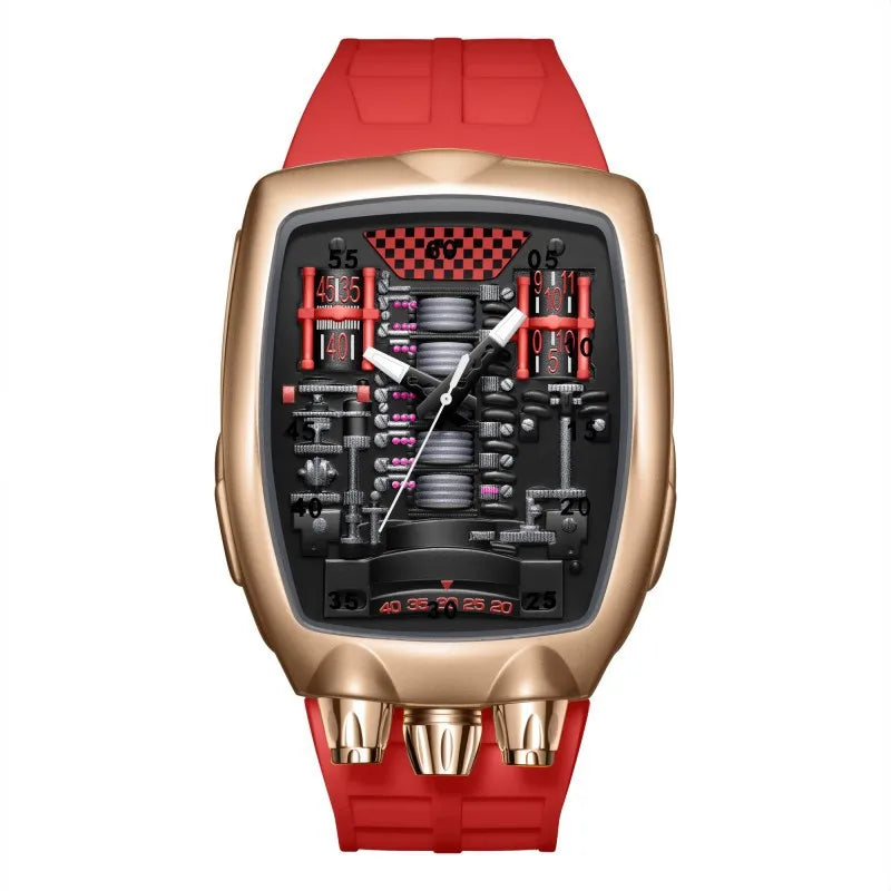 Alien Y2K Transparent Quartz Watch - Creative Hollow Case Design Fashion Men's Wristwatch with Unique Retro Style
