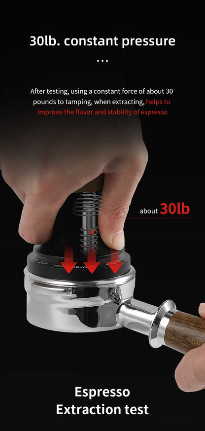 MHW-3BOMBER 30lb Calibrated Coffee Tamper – 51mm/53mm/58mm Flat Espresso Tamper with Spring-Loaded Pressure for Baristas