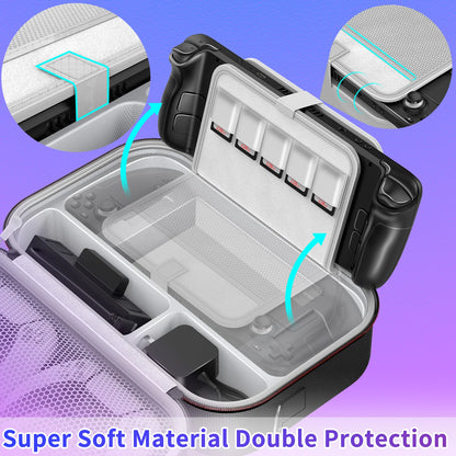 Steam Deck Carrying Case - Large Capacity Portable Storage for Console & Accessories with Built-in Protection