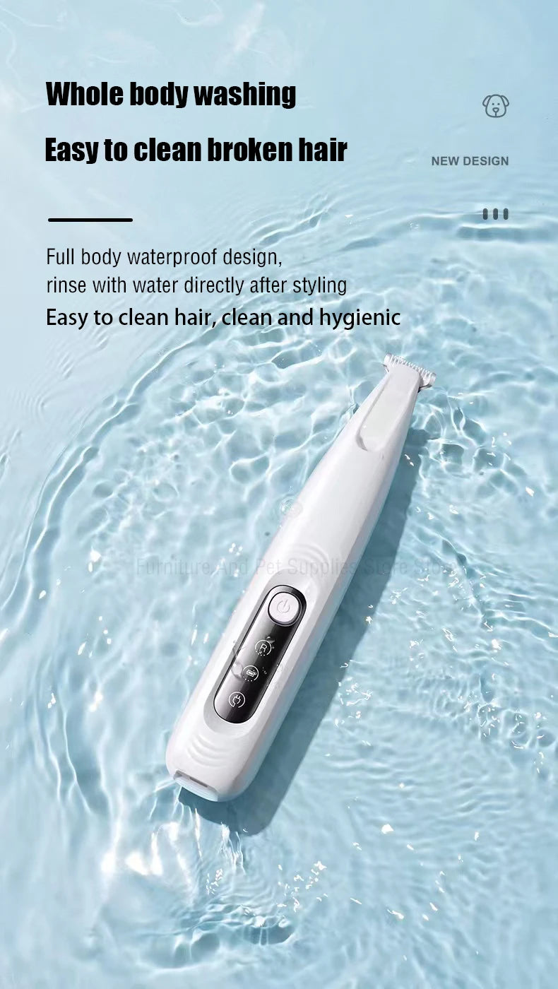 New Waterproof LED Dog Paw Trimmer – Pet Hair Clippers with LED Display & 18mm Wide Blade