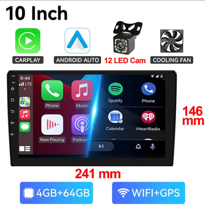7/9/10-Inch Android 13 Car Radio - Wireless CarPlay, Bluetooth, 64GB Multimedia Stereo