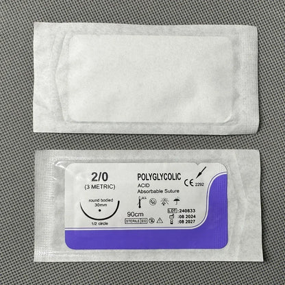 12PCS Absorbable Suture Threads for Pets — 90cm PGA Polyglycolic Acid Sutures with Needle | Sterile Veterinary Use