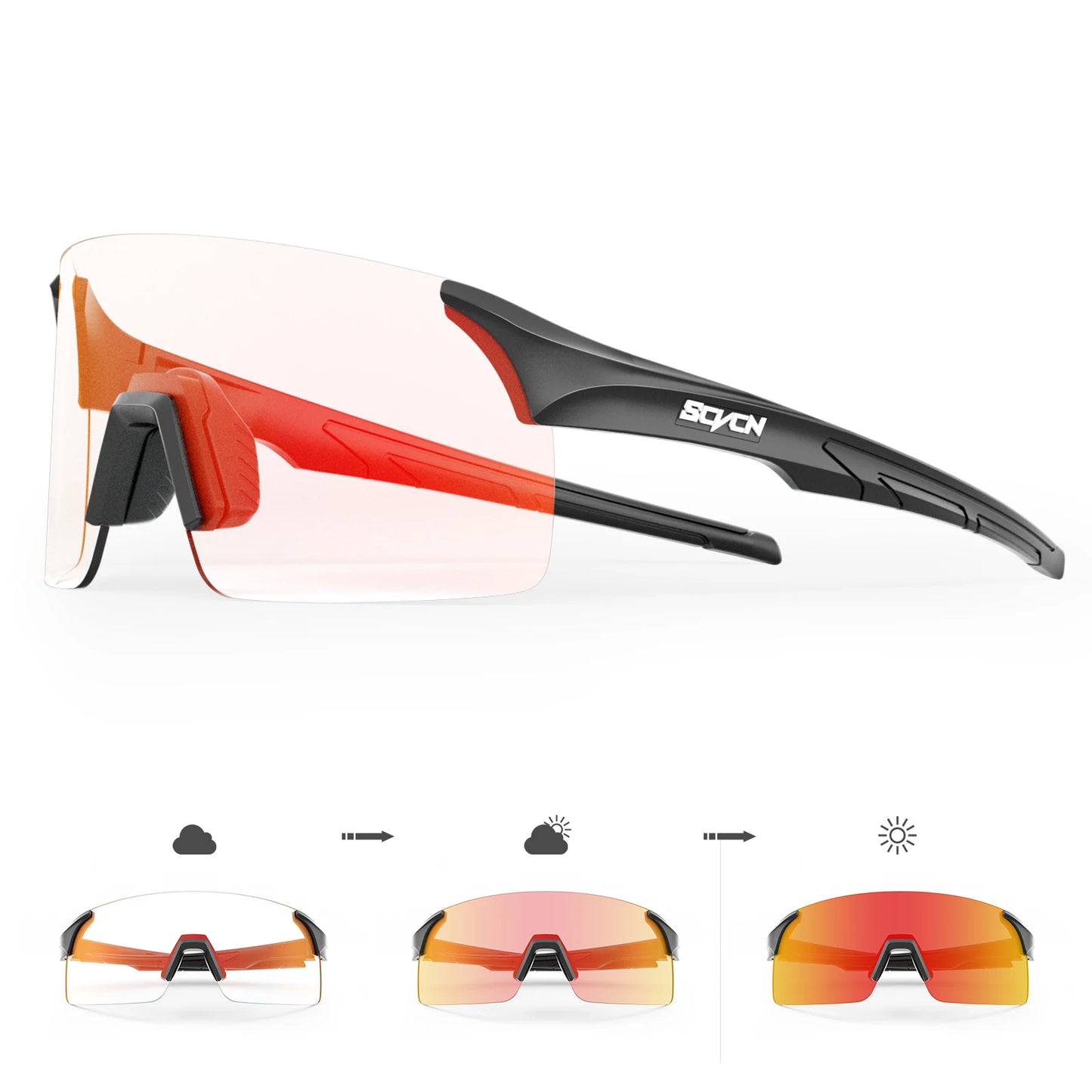 SCVCN Photochromic Sunglasses for Cycling & Outdoor Sports - Men & Women's MTB Climbing Eyewear, Driving Bicycle Goggles