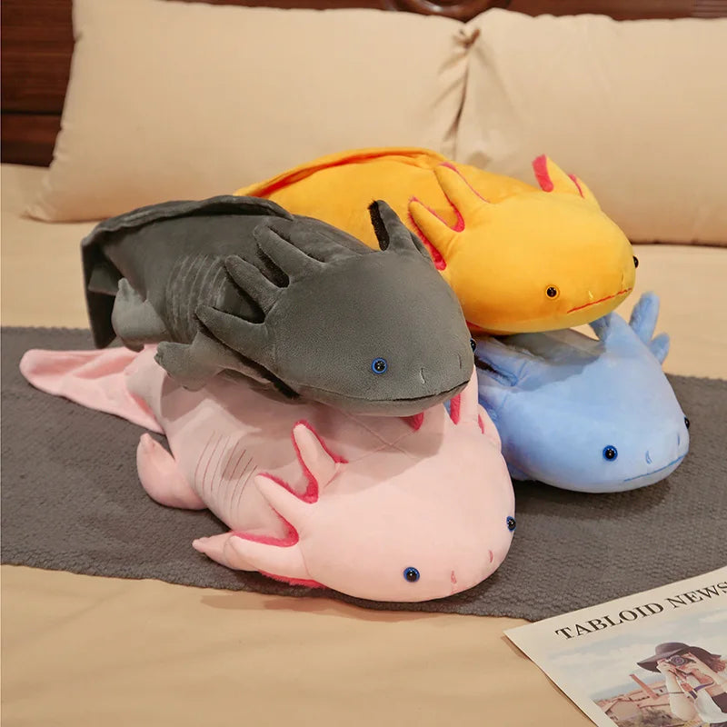 Kawaii Colorful Newt Plush Toy — 23-80cm Cute Axolotl Salamander Stuffed Animal, Fuzzy Long Pillow Cushion for Kids Gift
