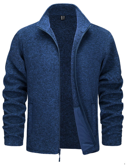TACVASEN Men’s Lightweight Fleece Jacket - Full Zip Spring Casual Outdoor Sportswear with Pockets & Stand Collar