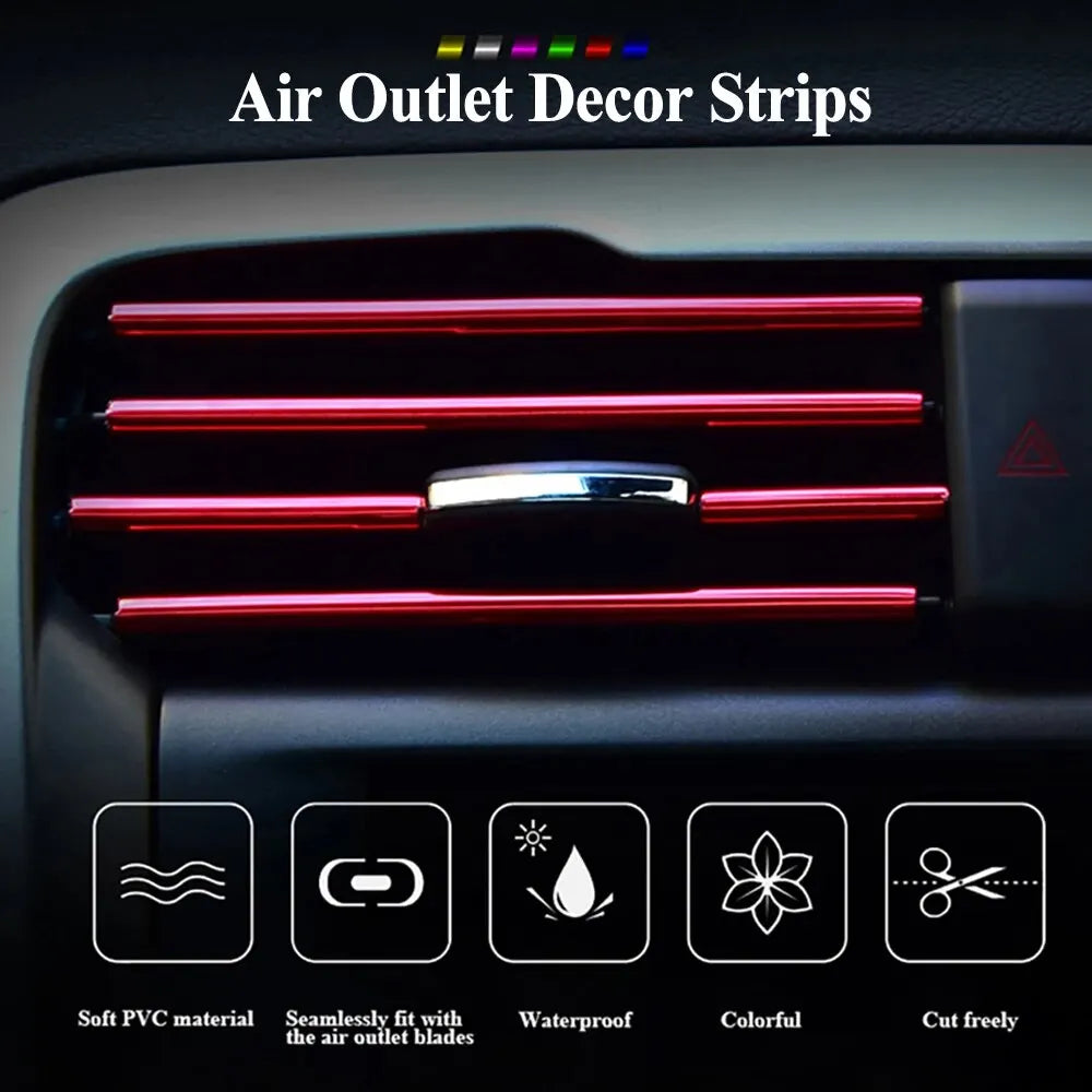 10-Piece Car AC Vent U-Shaped Decorative Trim Strips – 20cm Interior Styling Moulding and Edge Protector Accents