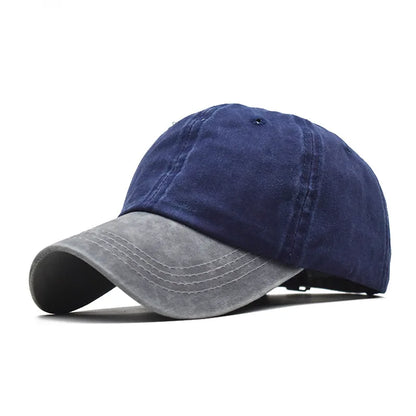 Baseball Snapback Cap – Pure Color Cowboy Hat, Water-Washed Hip Hop Fitted Cap for Men & Women, Spring & Autumn