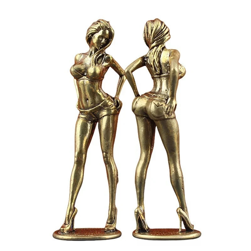 Solid Copper Bikini Woman Figurine Statue – Sexy Beauty Model Collectible Ornament Gift for Men & Home Decor Display