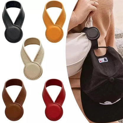 Multi-Purpose PU Leather Magnetic Hat Clip – Strong Magnetic Round Organizer for Travel Bags, Luggage & Accessories Holder