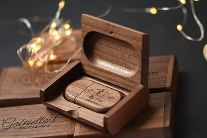 Custom Logo Wooden USB 2.0 Flash Drive with Box – 4GB 16GB 32GB 64GB Memory Stick for Wedding Photography Gifts
