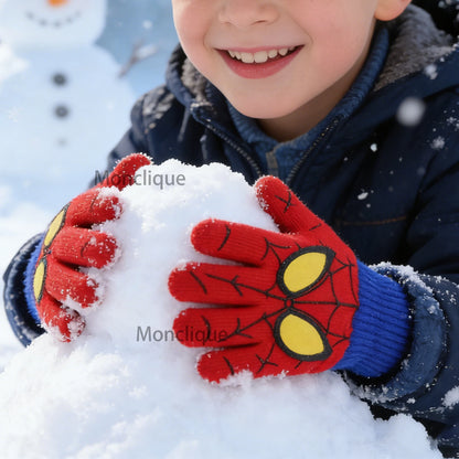 Spider-Man Winter Gloves - Warm Knitted Cartoon Gloves for Children, Marvel-Themed Christmas Gift