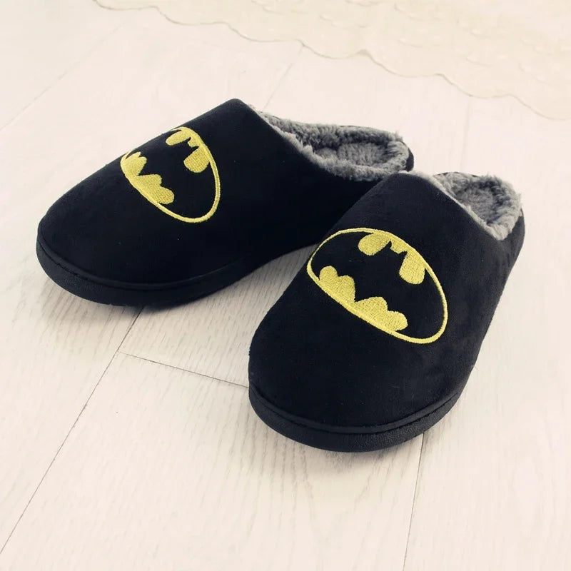 Batman Winter Slippers for Women & Men – Warm Plush, Non-Slip Indoor Floor Slides, Cartoon Anime DC Cotton Slippers for Couples