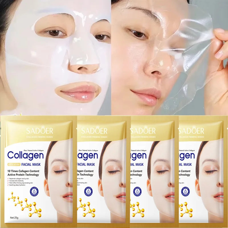 10PCS Collagen Anti-Wrinkle Facial Masks – Korean Skincare for Anti-Aging, Firming, Moisturizing & Brightening