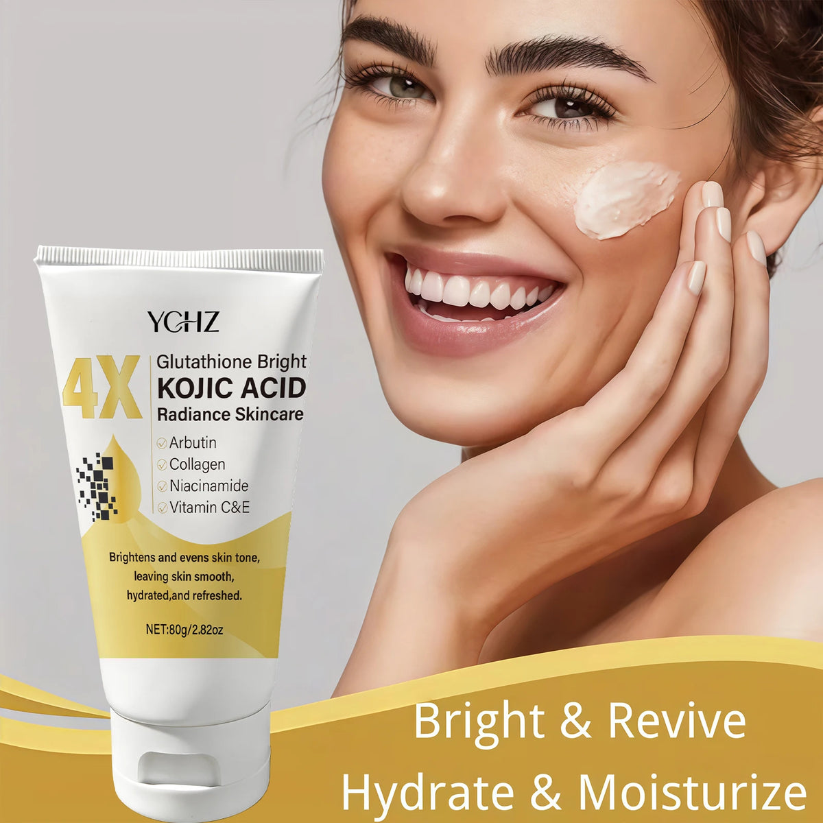 Kojic Acid Face Cream - Dark Spot Corrector, Skin Tone Brightening & Moisturizing Day/Night Cream for Men & Women