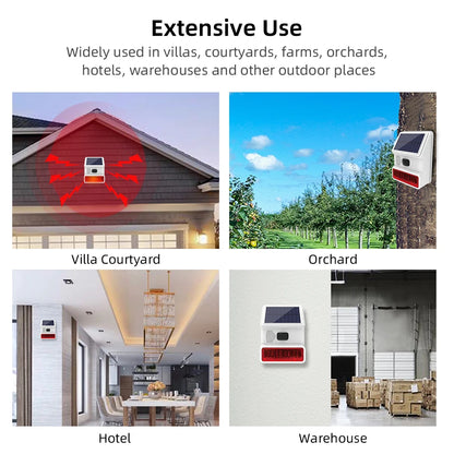 Upgraded Wireless Solar Outdoor Alarm – 433MHz Waterproof LED Flash Security for Home, Garage & Carport