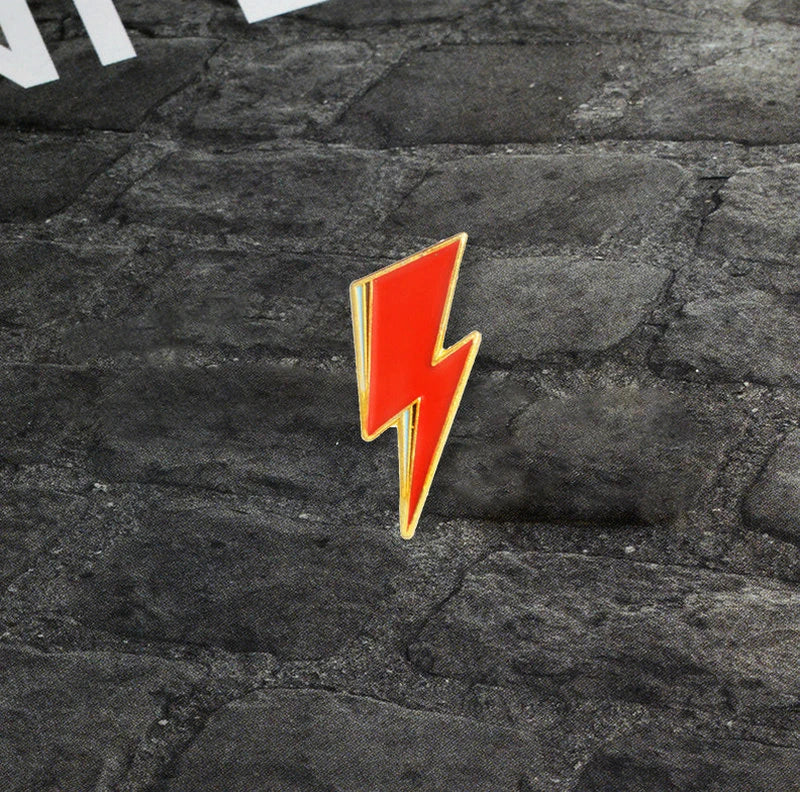 Glam Rock Enamel Pins – Bowie & Aladdin Lightning Style Badge for Men & Women, Rock Music Fan Gift