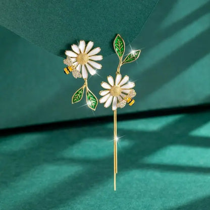 Pearl Moon Asymmetric Earrings - Butterfly Flower Zircon Drop Jewelry for Women Weddings