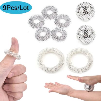 9pcs Hand & Foot Magnetic Therapy Spiky Massage Balls – Acupressure Trigger Point Pain Relief Pocket Massager