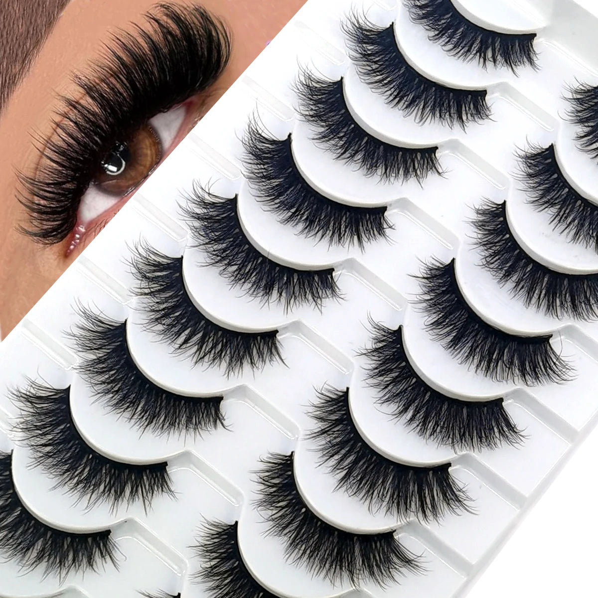 HBZGTLAD 10 Pairs 3D Faux Mink False Eyelashes – Natural Long Look Short Mink Lash Extensions for Makeup & Beauty