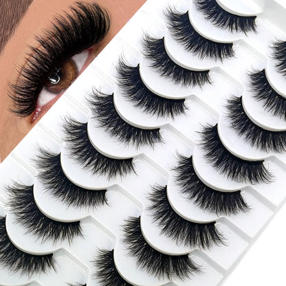 HBZGTLAD 10 Pairs 3D Faux Mink False Eyelashes – Natural Long Look Short Mink Lash Extensions for Makeup & Beauty