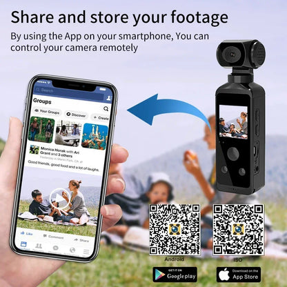 4K Ultra HD Pocket Action Camera — 270° Rotatable Vlog Sports Cam with WiFi, Waterproof Case & Helmet Mount