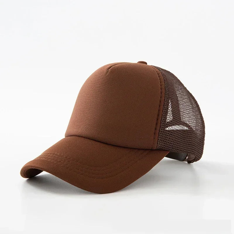 Custom Logo Trucker Hat - Adjustable Polyester Mesh Baseball Cap for Men & Women