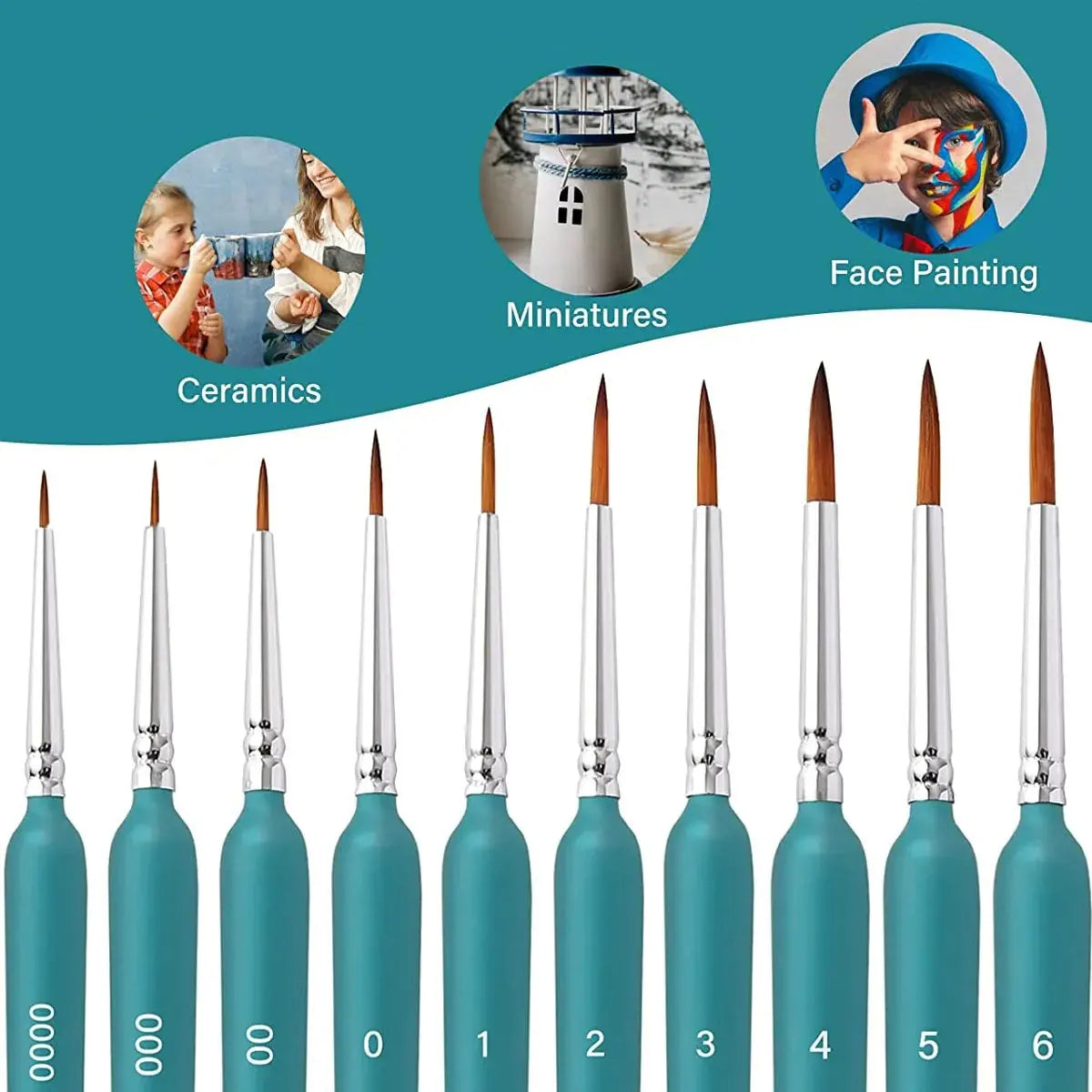 10/11PCS Miniature Paint Brush Set – Detail Tip Brushes with Ergonomic Handle for Acrylic & Oil Painting