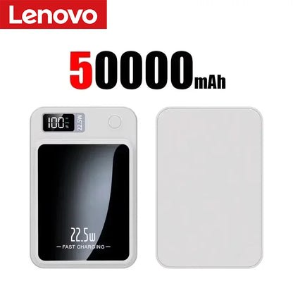 Lenovo 500000mAh Magnetic Power Bank - 22.5W Fast Charging Portable Battery Pack for iPhone & Samsung