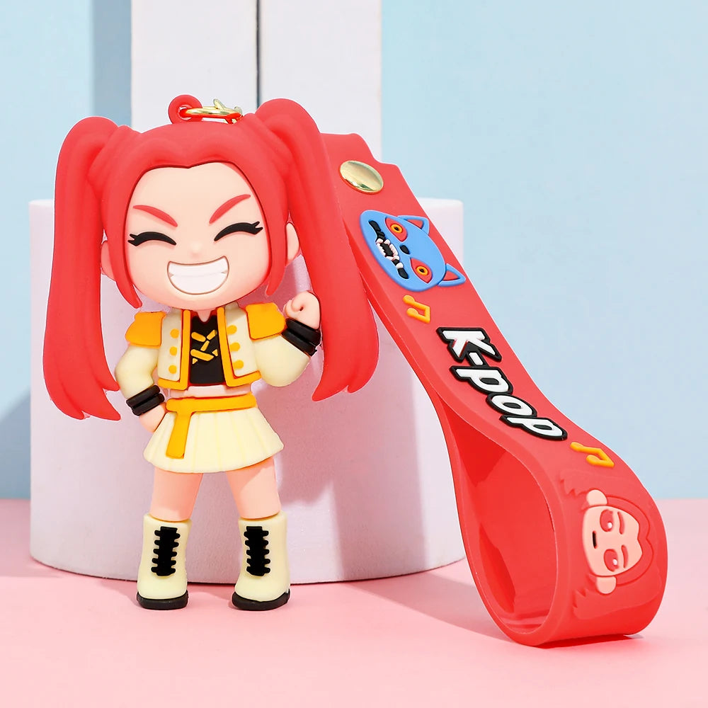New KPOP Demon Hunters Keychain – Tiger PVC Figure, Cute Harajuku Style Key Ring for Kids & Fans