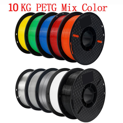 KINGROON 3D Printer Filament 22LBS — 10 Rolls 1KG 1.75mm PETG & PLA, Eco-Friendly Mixed Colors, High Toughness