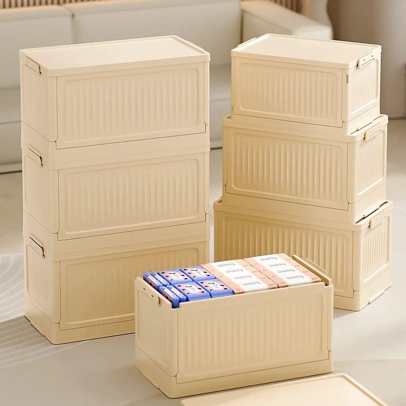 Folding Storage Box – Multifunction Foldable Plastic Organizer with Lid for Household Supplies