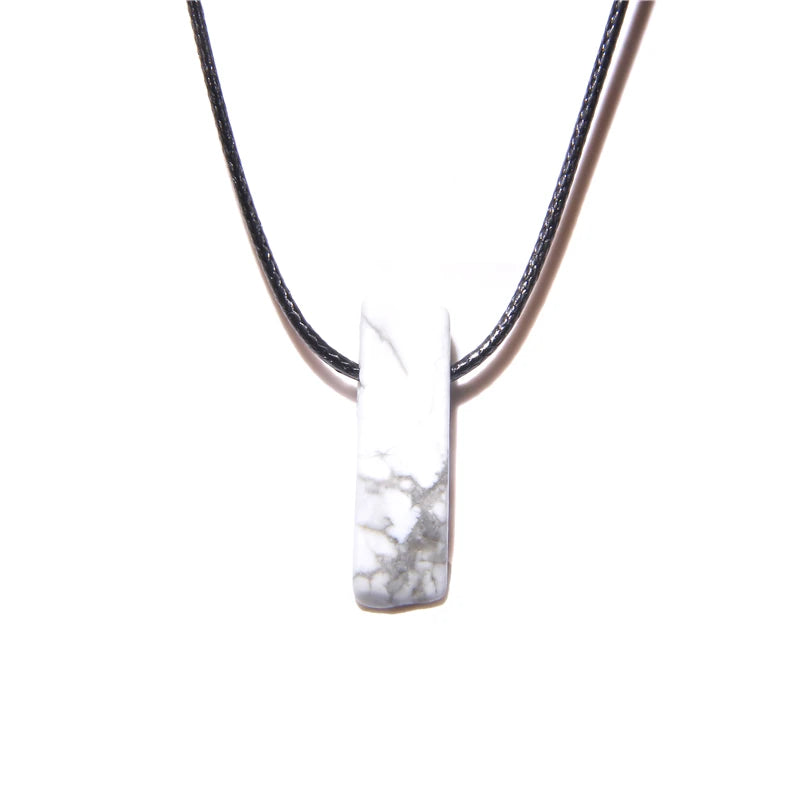Men's Vintage Rectangle Obsidian Pendant Necklace – Natural Tiger Eye & Labradorite Gem, Leather Rope Braid Healing Jewelry