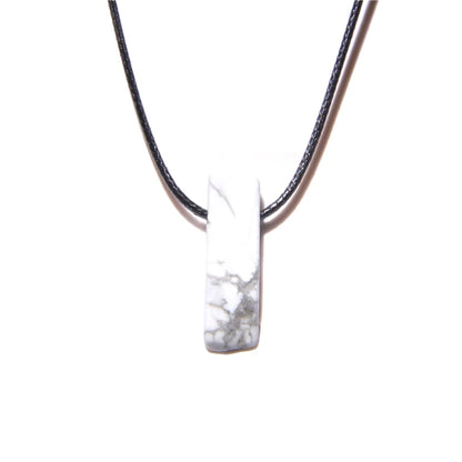 Men's Vintage Rectangle Obsidian Pendant Necklace – Natural Tiger Eye & Labradorite Gem, Leather Rope Braid Healing Jewelry