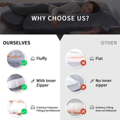 G-Shaped Pregnancy Pillow – Full Body Maternity Sleeping Pillow with Removable Cover for Belly Support