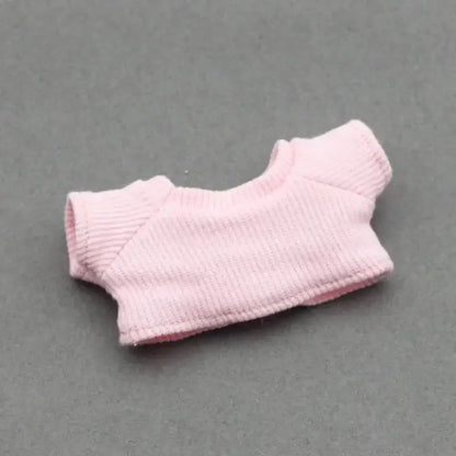 Mini Doll Clothes Outfit Set - Knitting T-shirt, Hat, Pleated Skirt & Uniform for 15-17cm Labubu Dolls