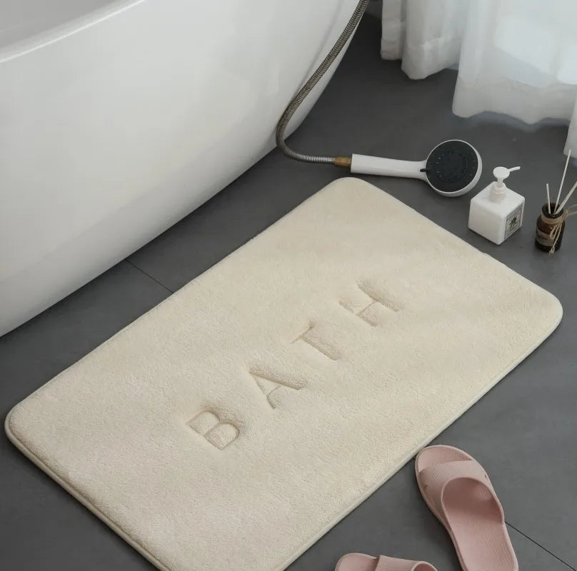 Anti-Slip Faux Cashmere Memory Foam Carpet – Super Absorbent Coral Fleece Floor Mat for Kitchen, Living Room & Bathroom