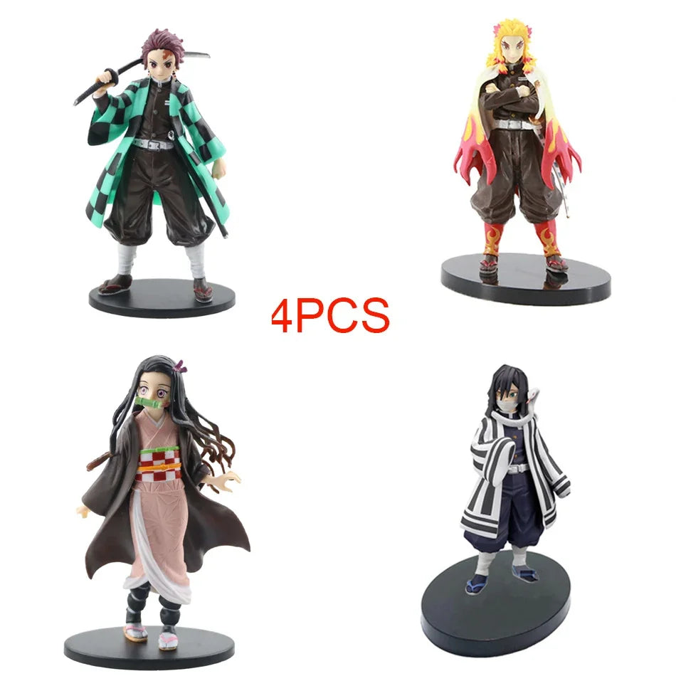 Anime Demon Slayer Kimetsu No Yaiba Action Figures – Tanjirou, Nezuko, Zenitsu & Inosuke PVC Model Toys