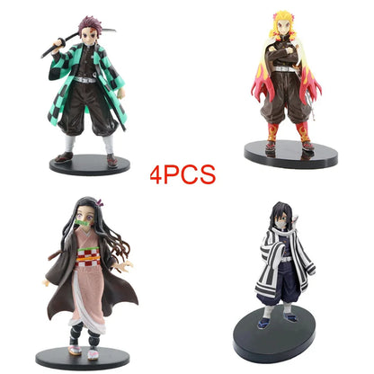 Anime Demon Slayer Kimetsu No Yaiba Action Figures – Tanjirou, Nezuko, Zenitsu & Inosuke PVC Model Toys